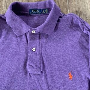 VTG Polo Ralph Lauren Long Sleeve Shirt Men Sz LT Purple Rugby Cotton